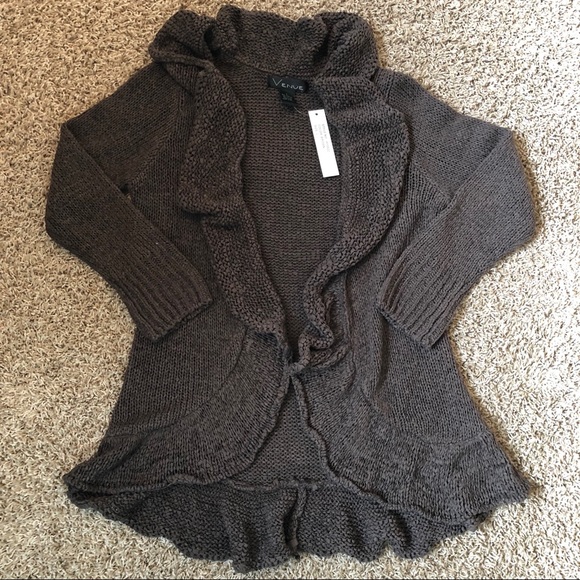 Venue Ruffle Front Ribbon Knit Cardigan Sweater - Picture 11 of 15